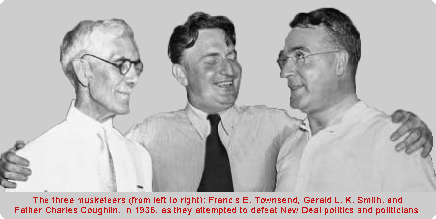 Picture of Francis E. Townsend, Gerald L. K. Smith, and Father Charles Coughlin